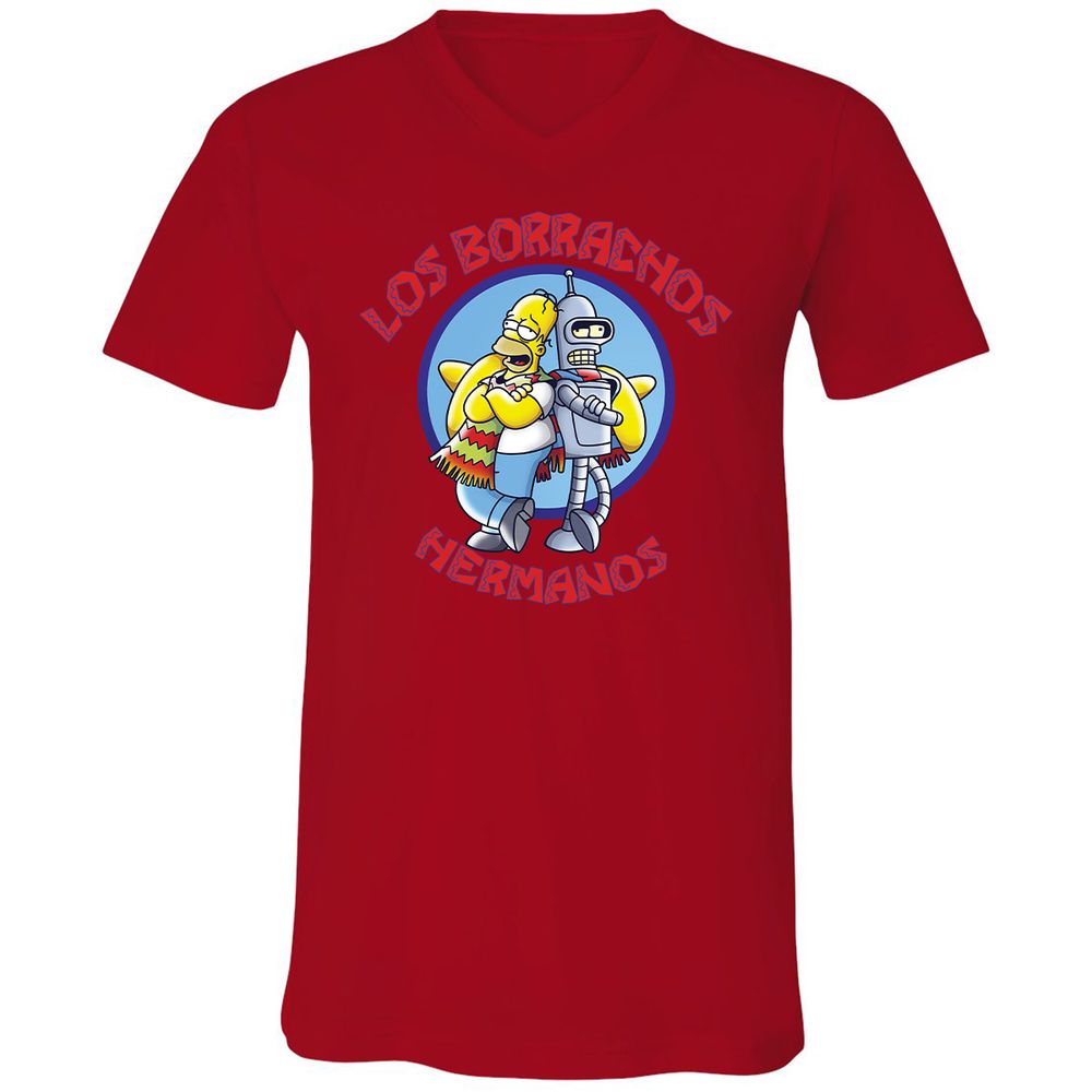 Unisex V-Neck T-Shirt - 3T54S7RJ - Red - 3