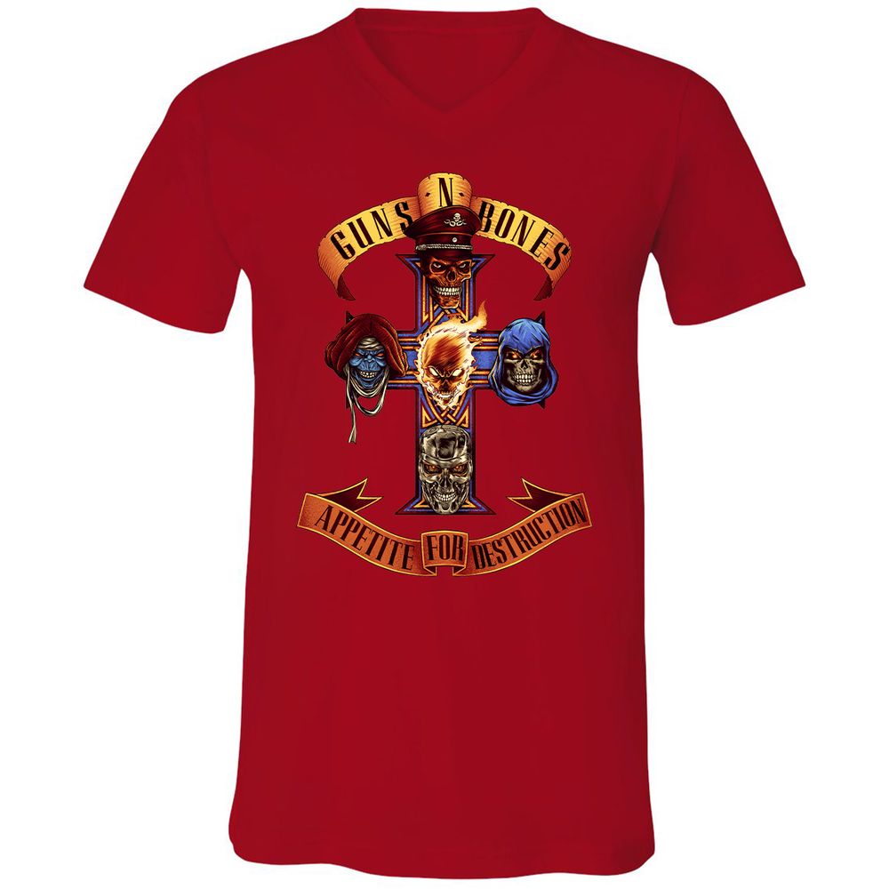 Unisex V-Neck T-Shirt - B4HSGPCG - Red - 3