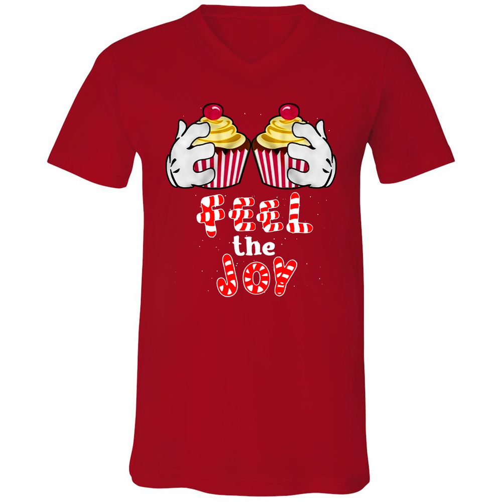 Unisex V-Neck T-Shirt - S6B8F59B - Red - 3