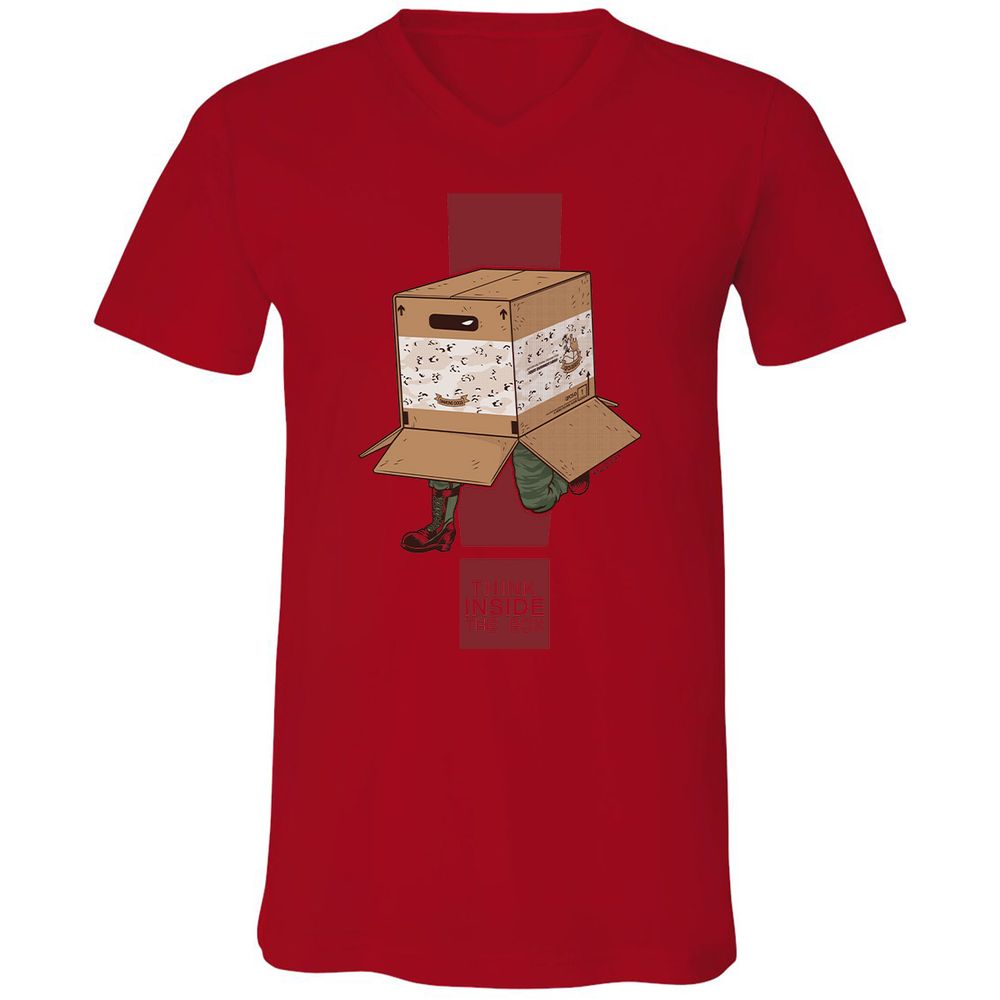 Unisex V-Neck T-Shirt - 7ESS9F1M - Red - 3