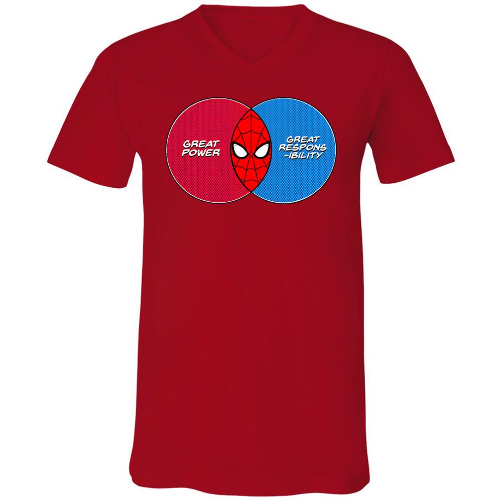 Unisex V-Neck T-Shirt - CLXW9Q4P - Red - 3