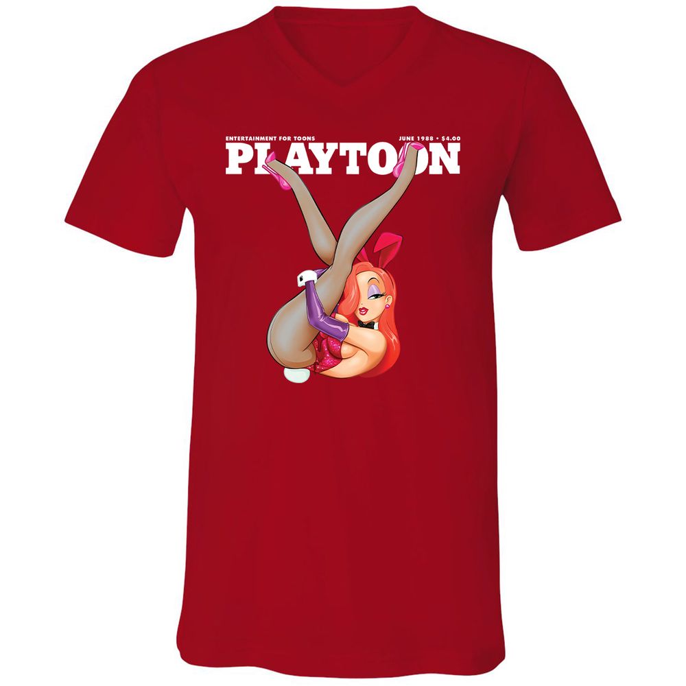 Unisex V-Neck T-Shirt - PJQSR4RB - Red - 3