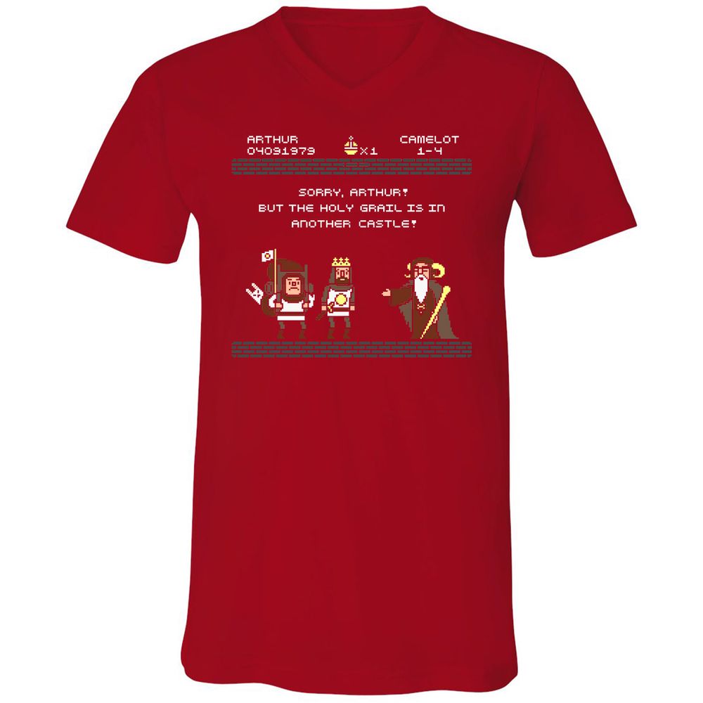 Unisex V-Neck T-Shirt - X5DE8QHY - Red - 3