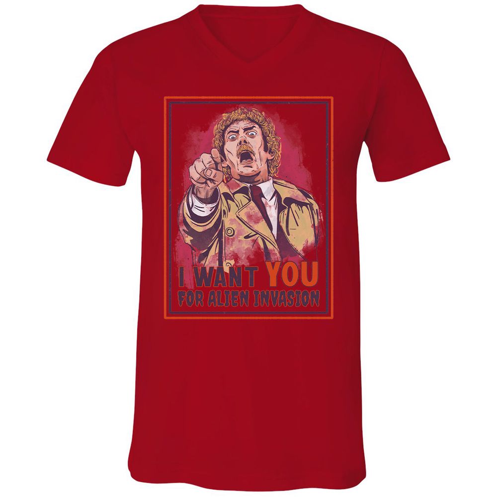 Unisex V-Neck T-Shirt - 4N2LMQPR - Red - 3