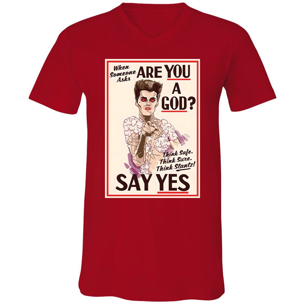 Unisex V-Neck T-Shirt - YN2QCG18 - Red - 3