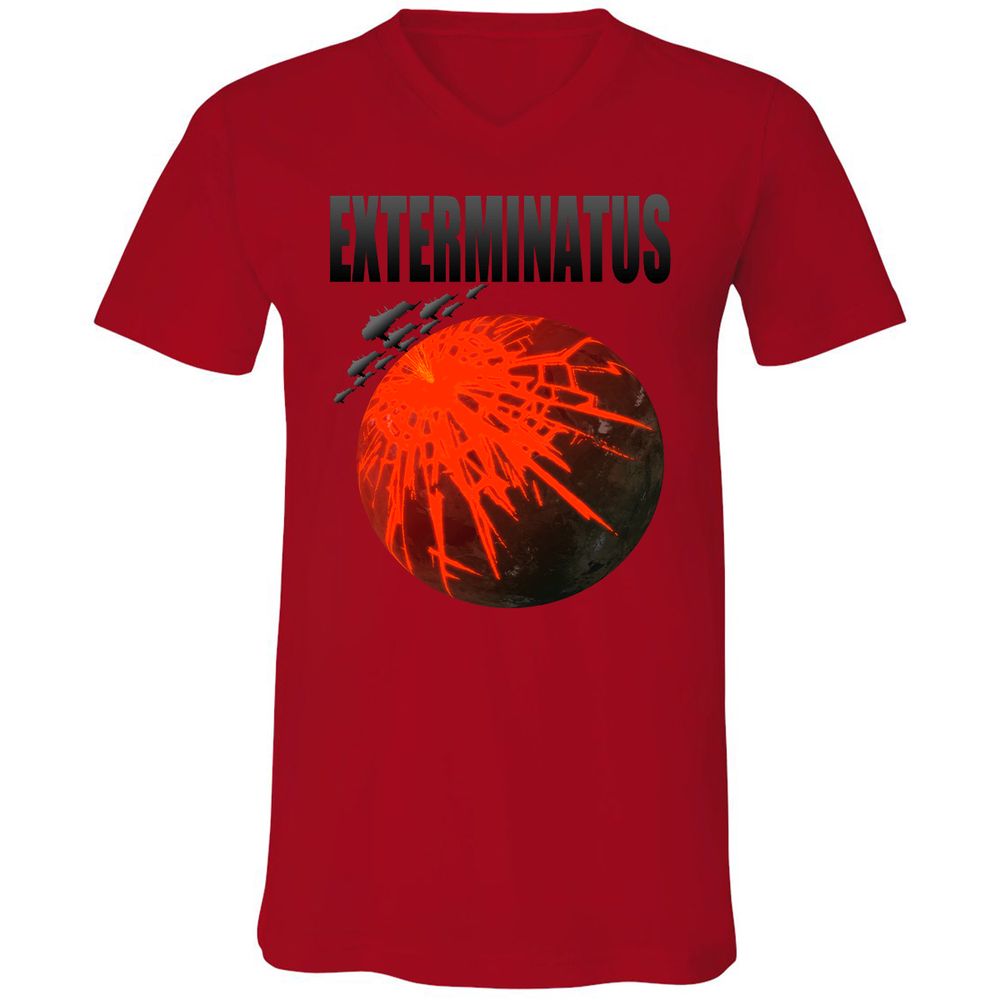 Unisex V-Neck T-Shirt - VJZCKVEC - Red - 3