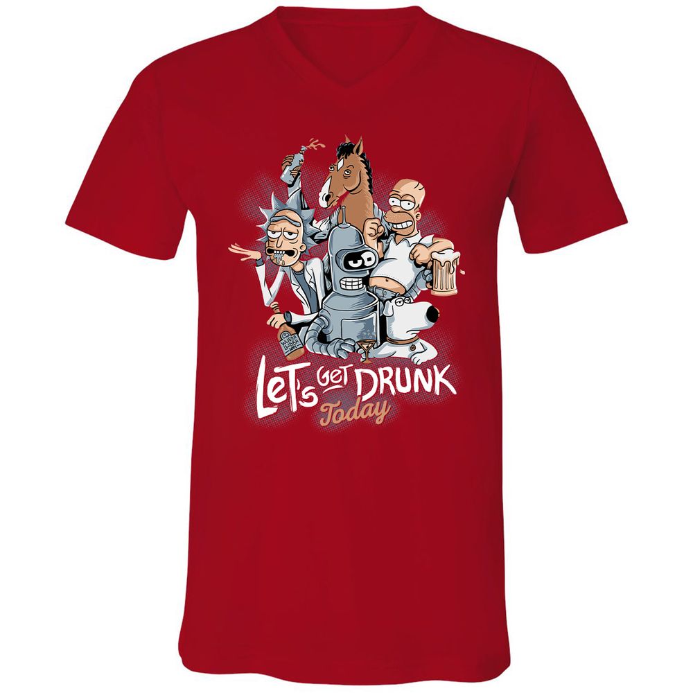 Unisex V-Neck T-Shirt - 7X55F3FL - Red - 3