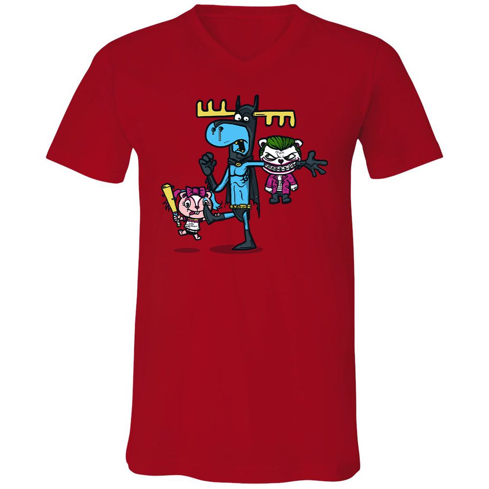Unisex V-Neck T-Shirt - GXGN7ZFL - Red - 3