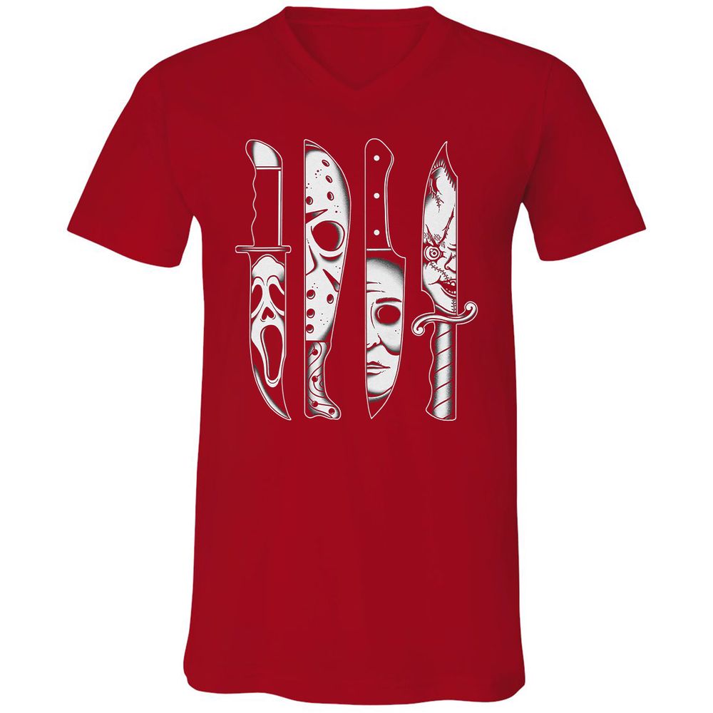 Unisex V-Neck T-Shirt - 91R624YQ - Red - 3