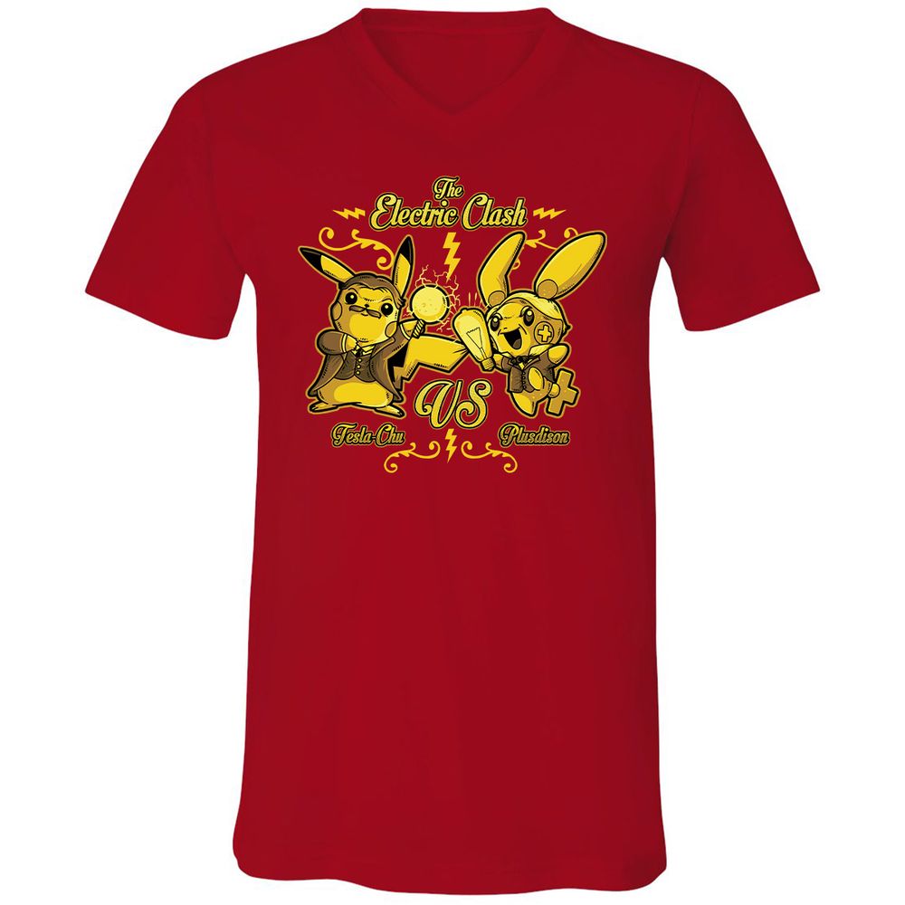 Unisex V-Neck T-Shirt - QWFGCXPK - Red - 3