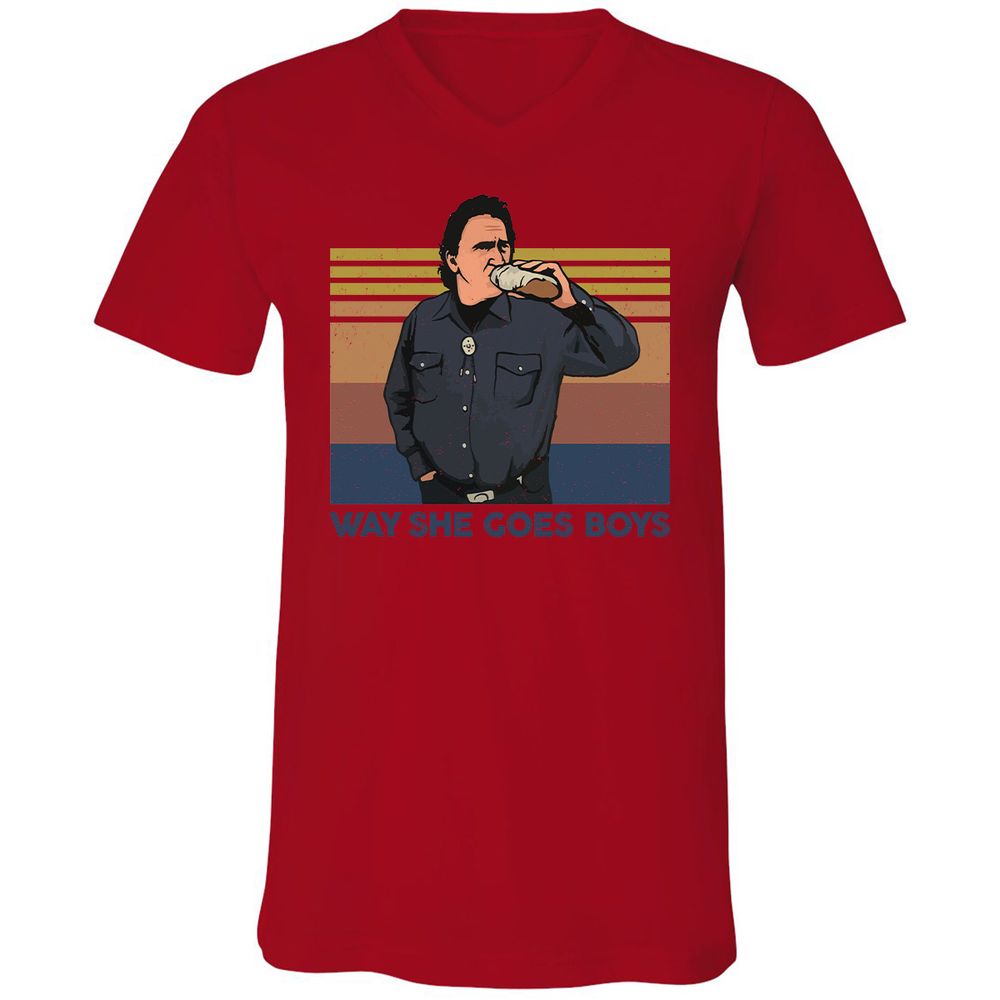 Unisex V-Neck T-Shirt - DQYHL8TK - Red - 3