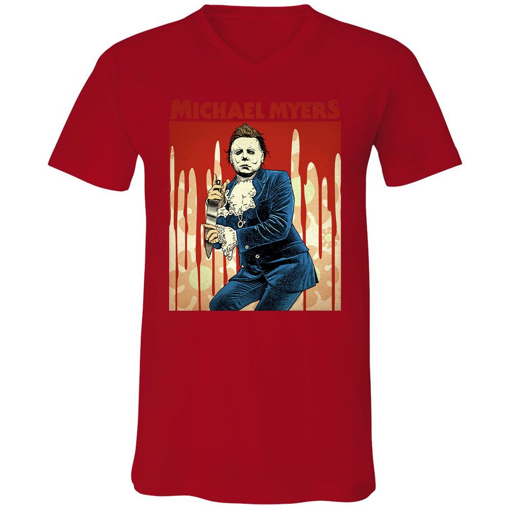 Unisex V-Neck T-Shirt - 5QMSAYPT - Red - 3