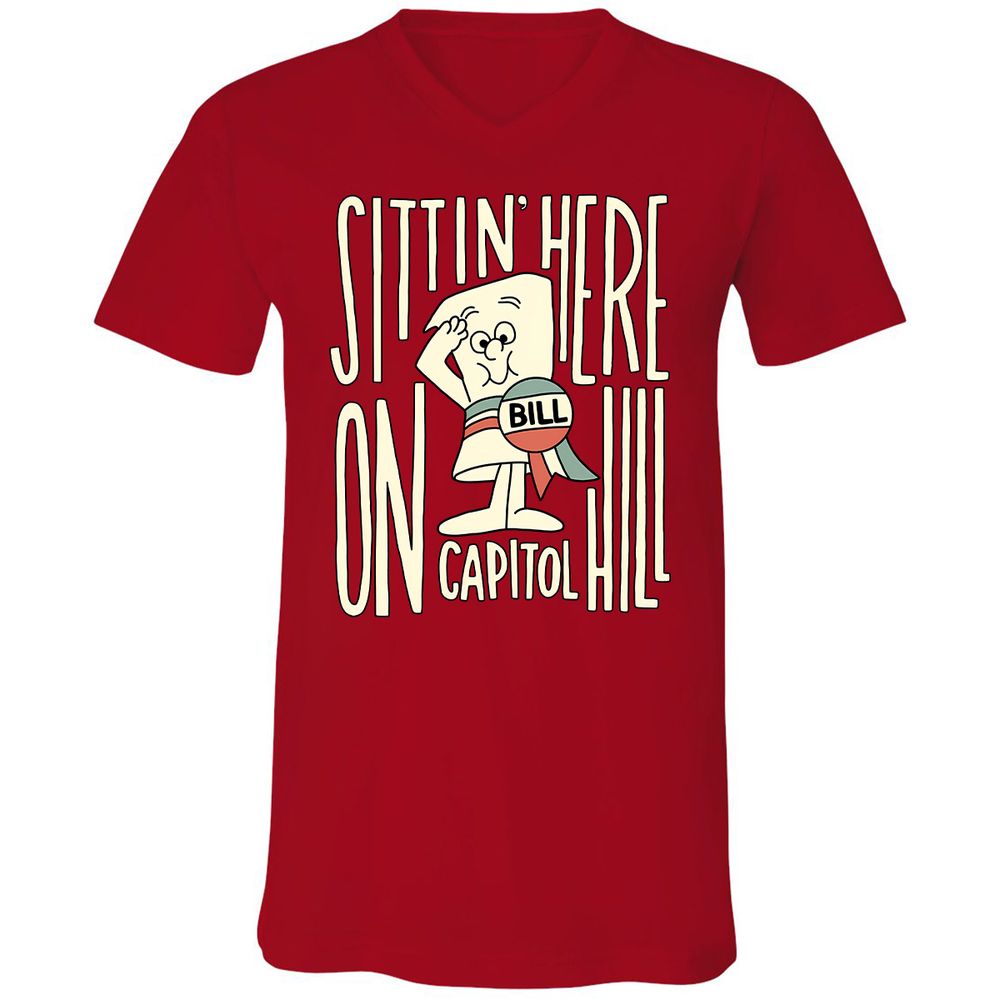 Unisex V-Neck T-Shirt - P8MMKY8J - Red - 3