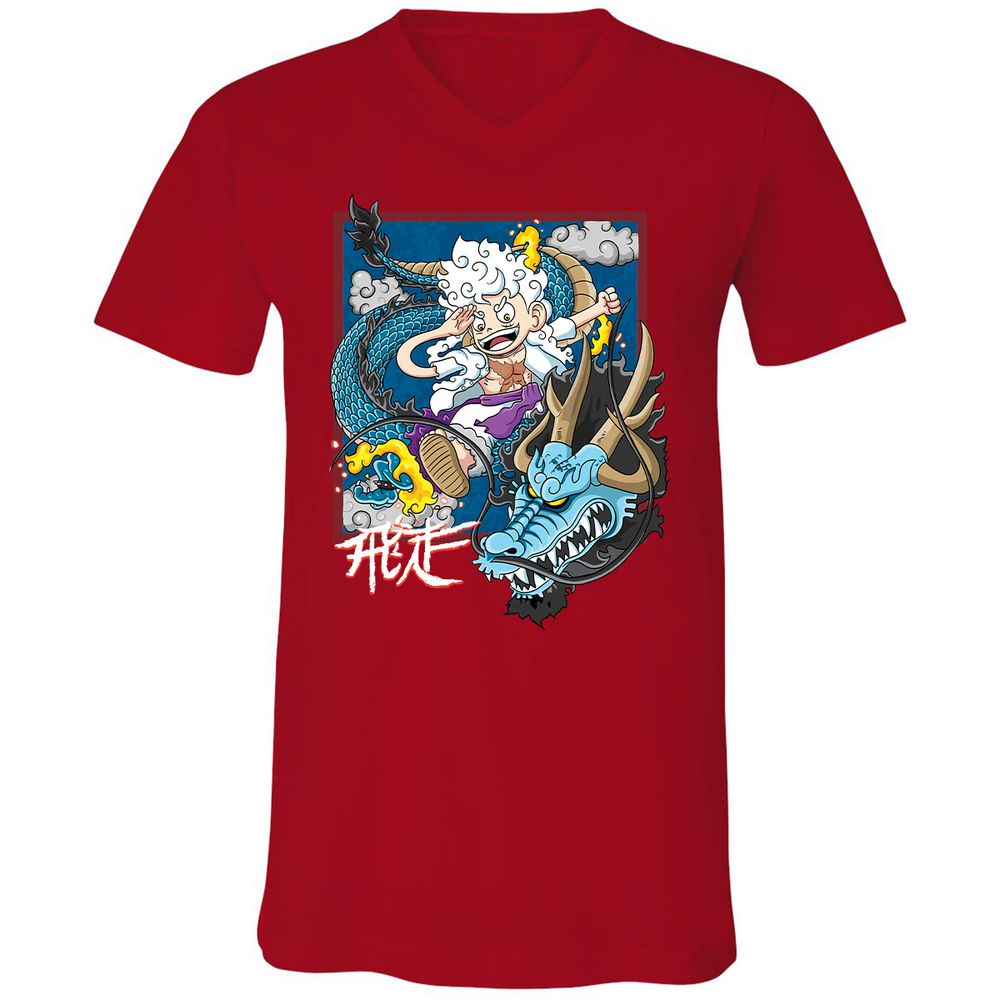 Unisex V-Neck T-Shirt - GQECQN2B - Red - 3