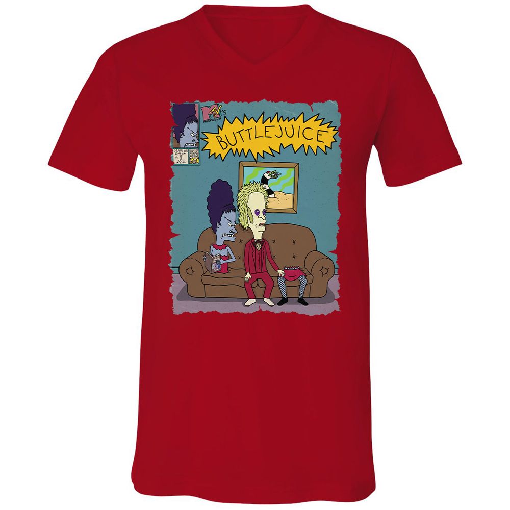 Unisex V-Neck T-Shirt - VS9YVM6L - Red - 3