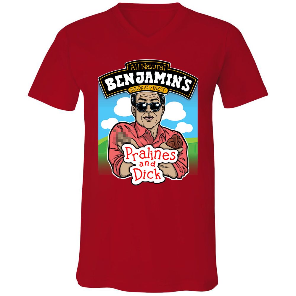 Unisex V-Neck T-Shirt - PN6APKQX - Red - 3