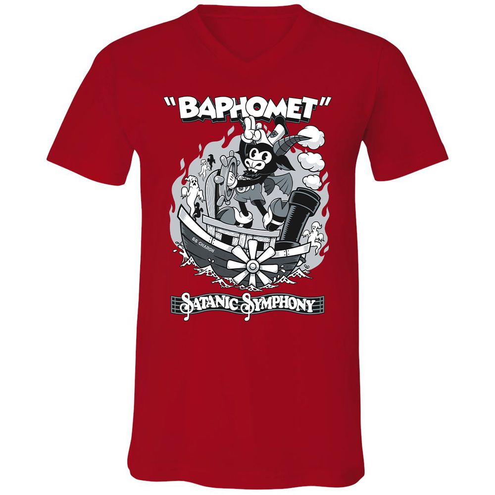 Unisex V-Neck T-Shirt - QA8MJJUX - Red - 3