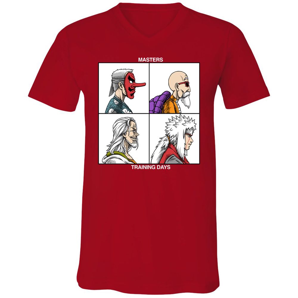 Unisex V-Neck T-Shirt - QCP7ZN2H - Red - 3