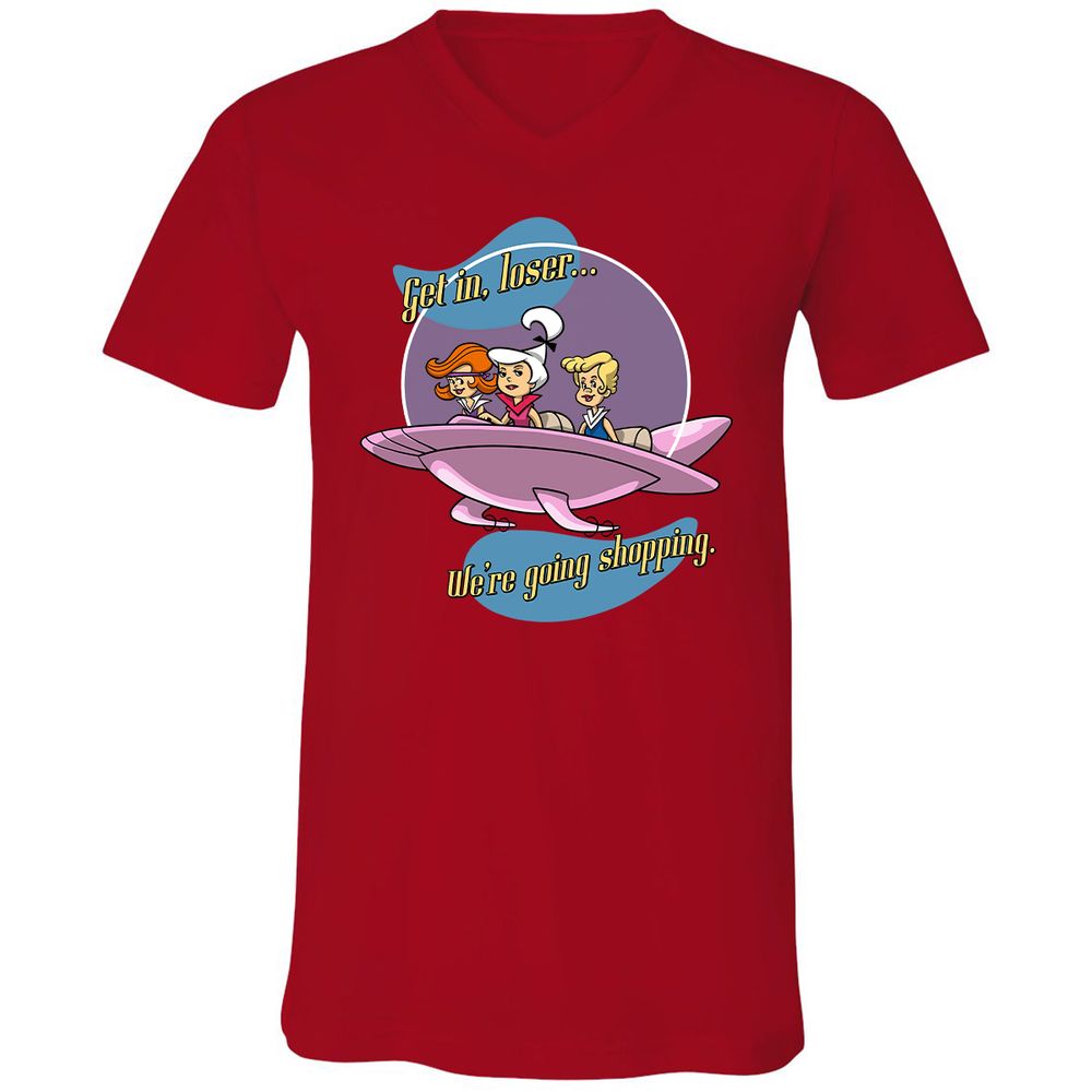 Unisex V-Neck T-Shirt - QCKP9HXC - Red - 3
