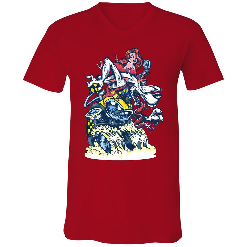 Unisex V-Neck T-Shirt - CN24WZBS - Red - 3