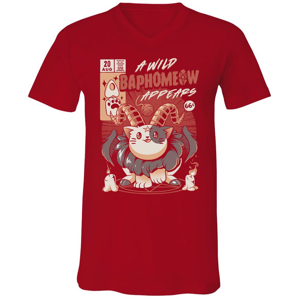 Unisex V-Neck T-Shirt - EWYJYKH8 - Red - 3