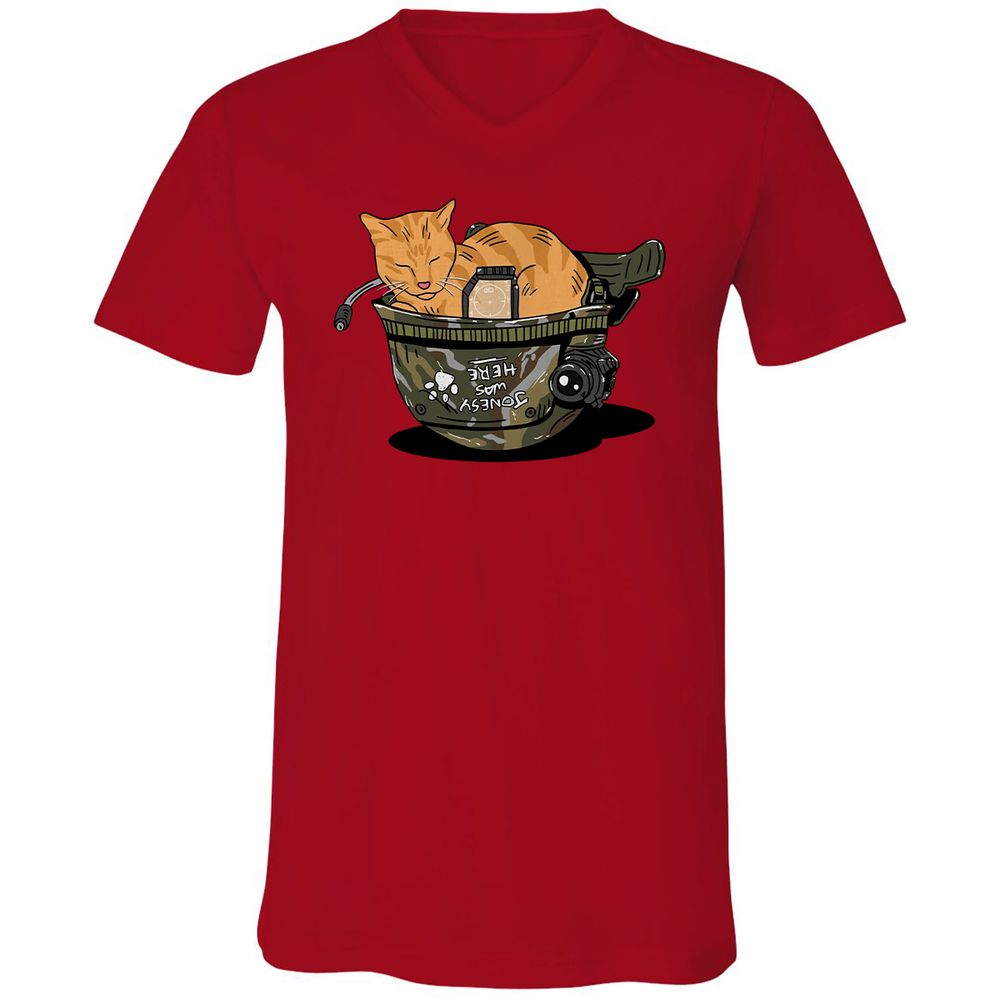 Unisex V-Neck T-Shirt - QDVGJKA6 - Red - 3