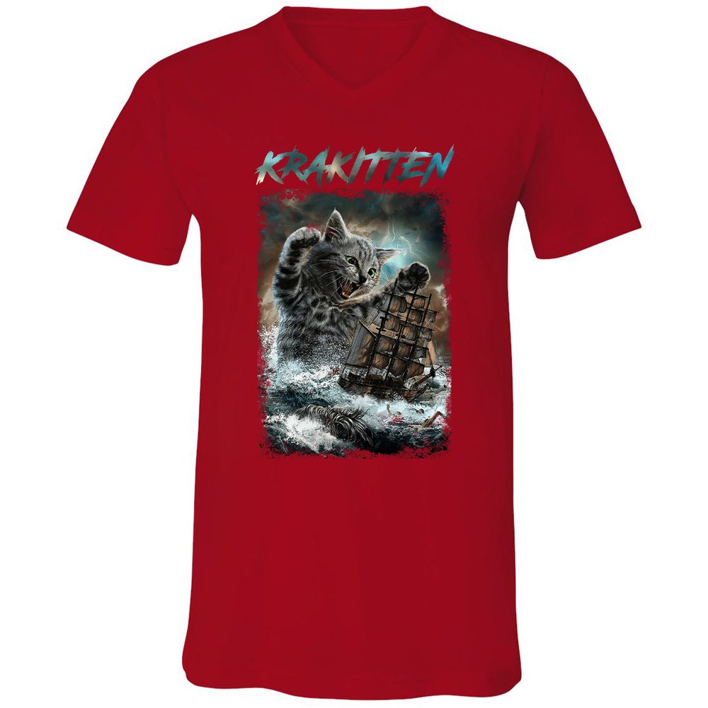 Unisex V-Neck T-Shirt - 2KDVBMXV - Red - 3
