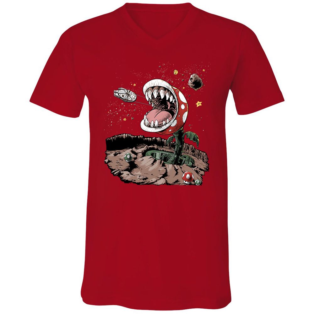 Unisex V-Neck T-Shirt - 5JBQEE7N - Red - 3