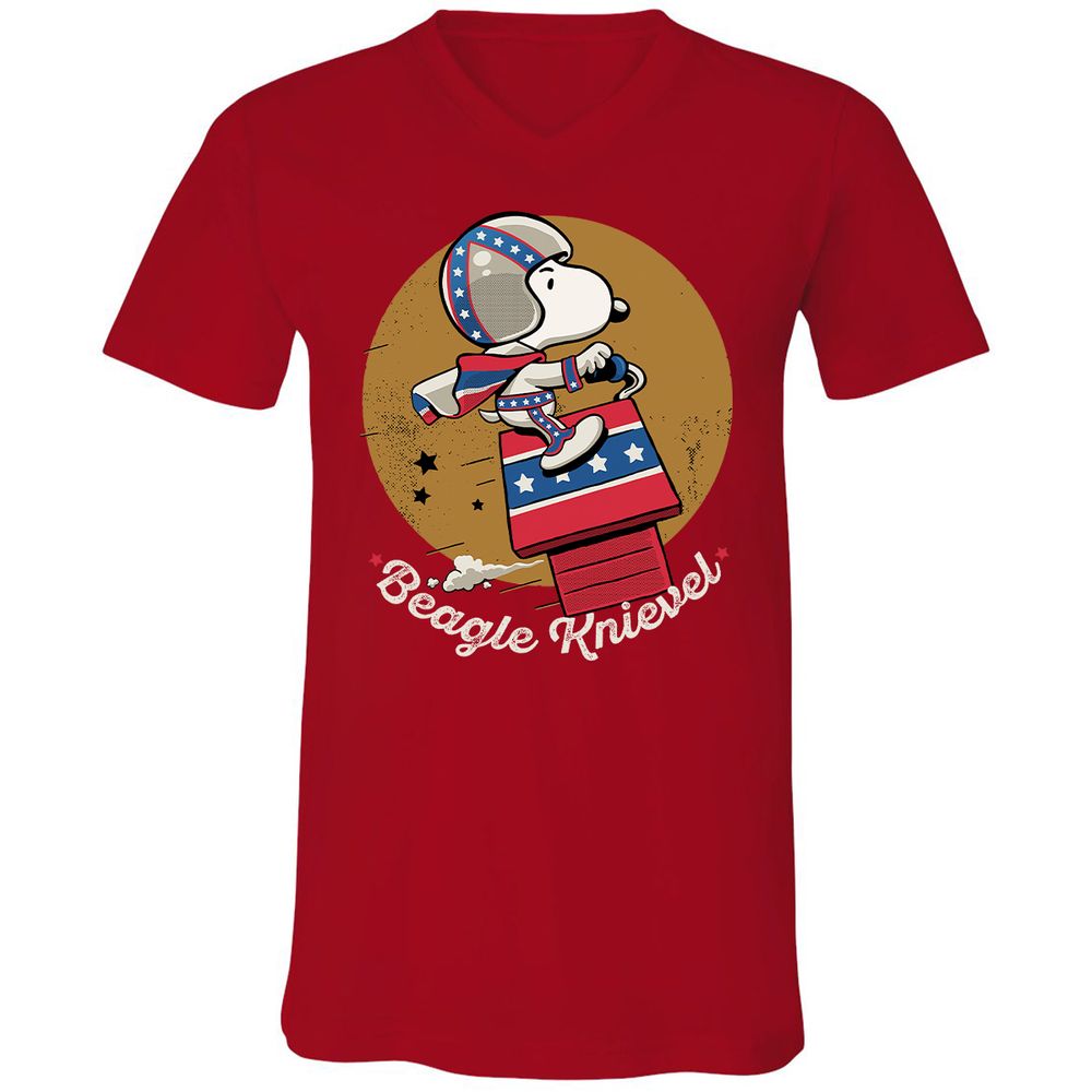 Unisex V-Neck T-Shirt - K614P9HG - Red - 3