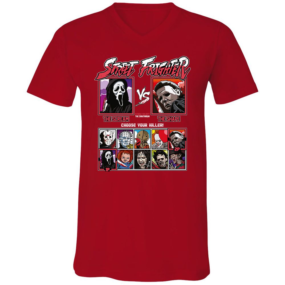 Unisex V-Neck T-Shirt - 4697MWH3 - Red - 3