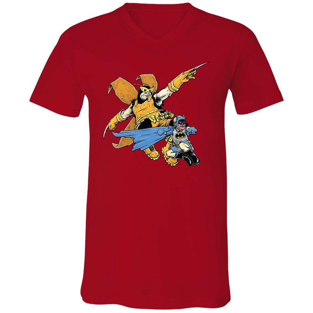 Unisex V-Neck T-Shirt - 97K9RF4C - Red - 3