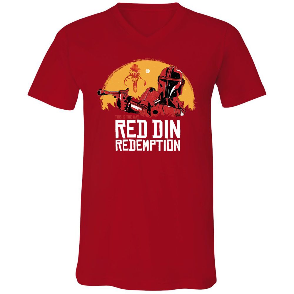 Unisex V-Neck T-Shirt - E5AD1DQ8 - Red - 3