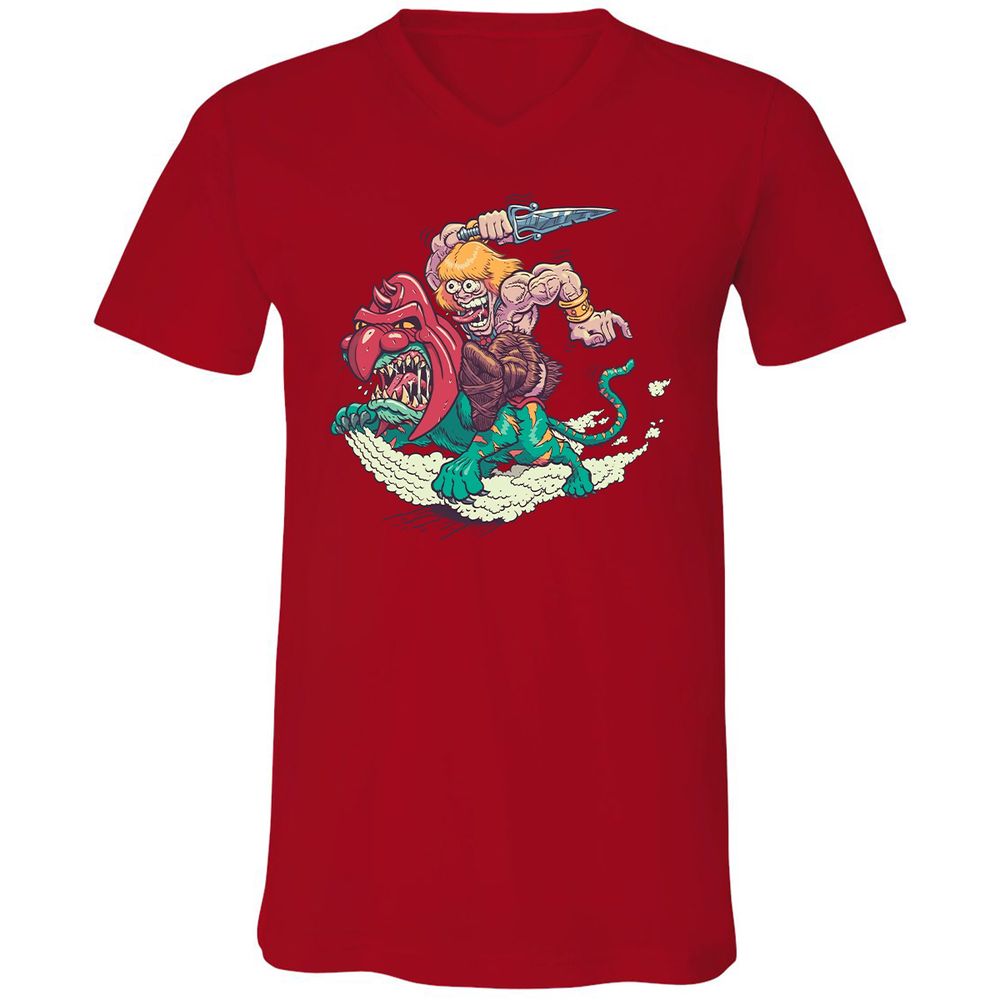 Unisex V-Neck T-Shirt - 7M9MGL9K - Red - 3