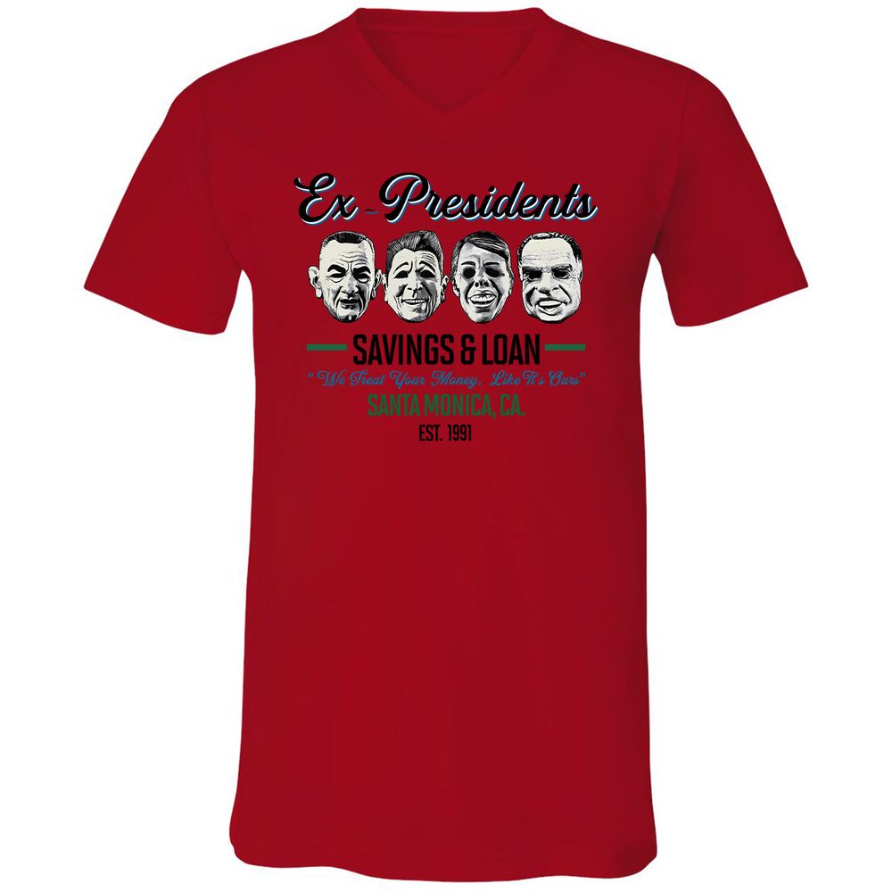 Unisex V-Neck T-Shirt - MLE5JQ85 - Red - 3