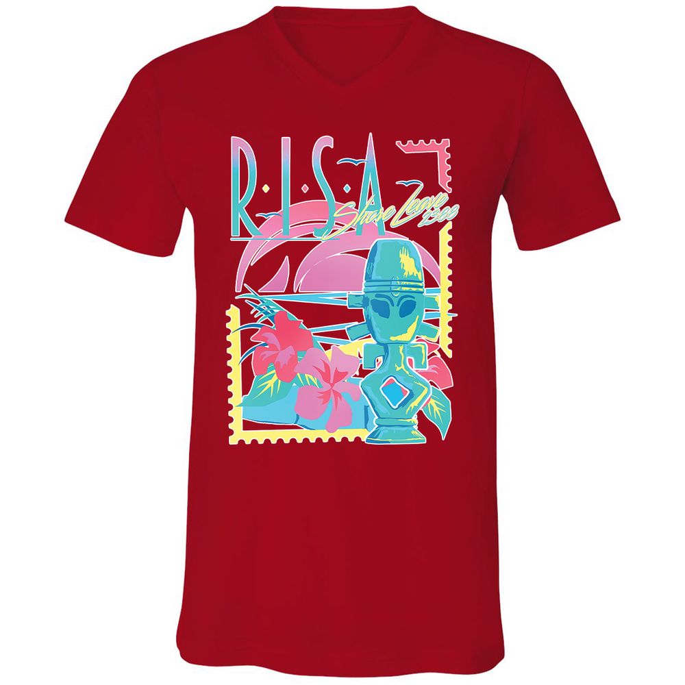 Unisex V-Neck T-Shirt - UJA6FPF9 - Red - 3