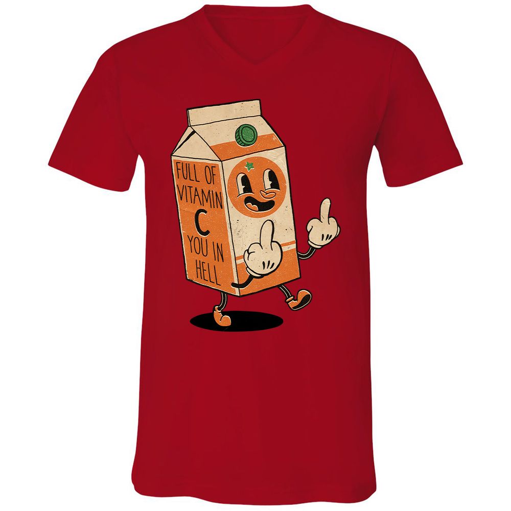 Unisex V-Neck T-Shirt - WPVLZNC8 - Red - 3
