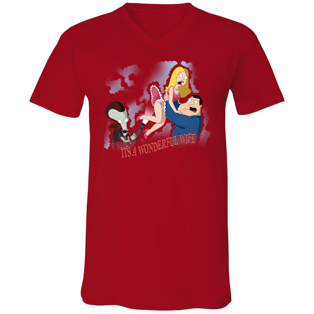 Unisex V-Neck T-Shirt - SVUM5427 - Red - 3