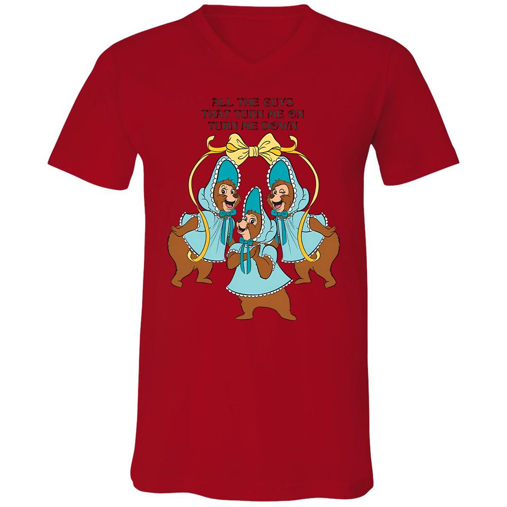 Unisex V-Neck T-Shirt - 7X4QUY5R - Red - 3