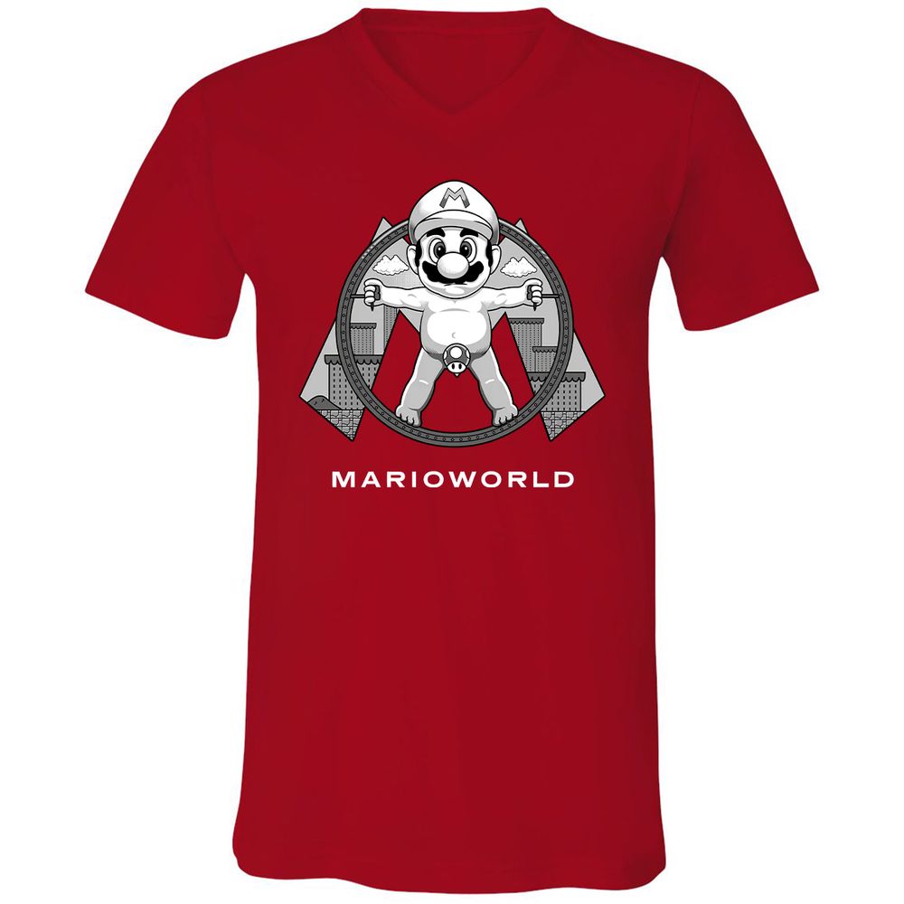 Unisex V-Neck T-Shirt - QM9CYN89 - Red - 3