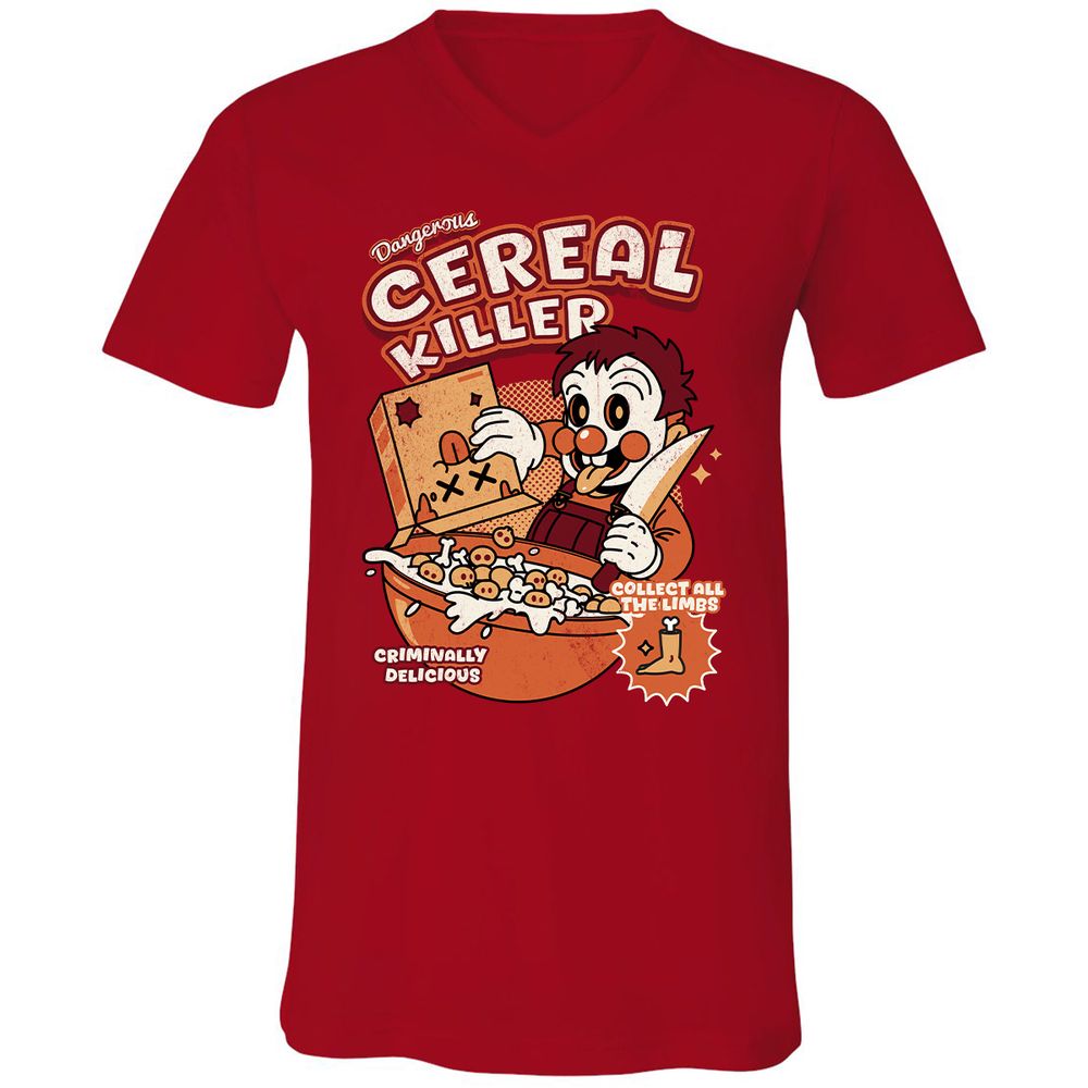 Unisex V-Neck T-Shirt - 7K6KNX7Q - Red - 3