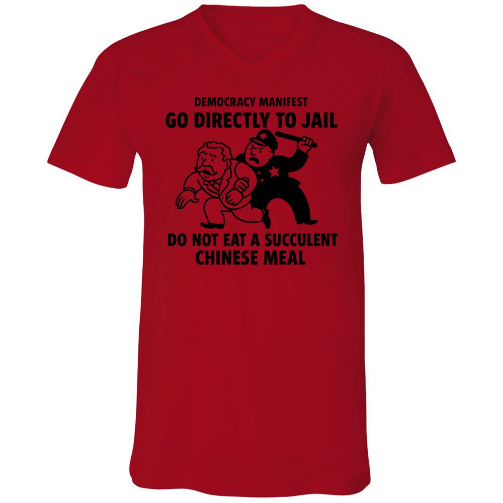 Unisex V-Neck T-Shirt - T5Y4XNMA - Red - 3