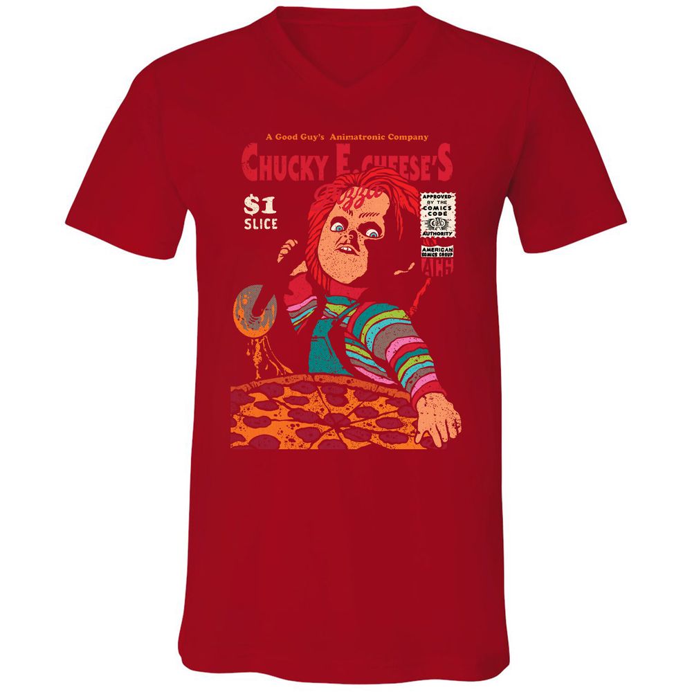 Unisex V-Neck T-Shirt - ZA5TBDM3 - Red - 3