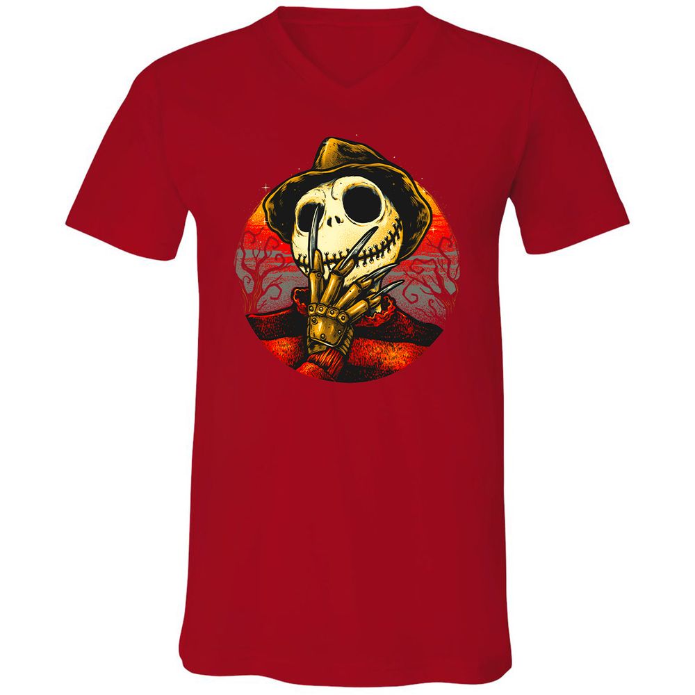 Unisex V-Neck T-Shirt - QETYJYF4 - Red - 3