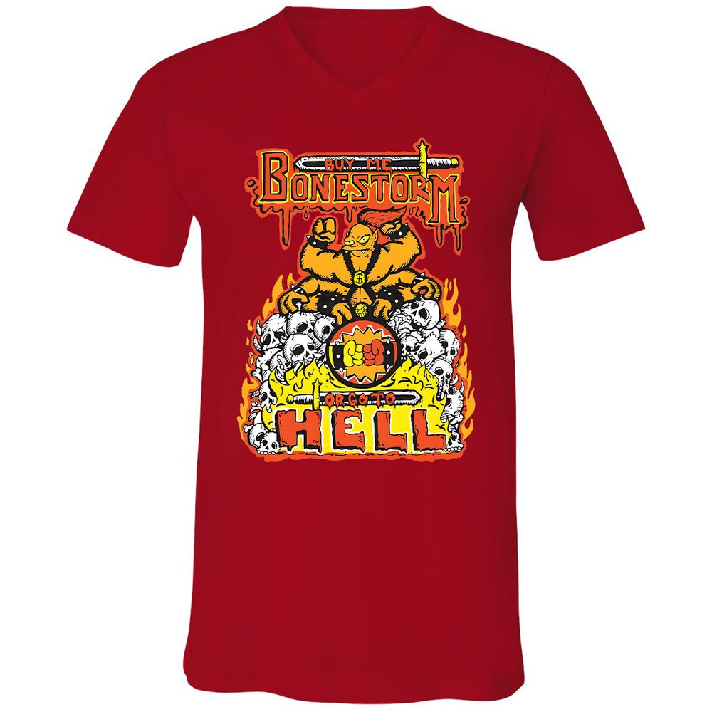 Unisex V-Neck T-Shirt - X4Y1QR2M - Red - 3