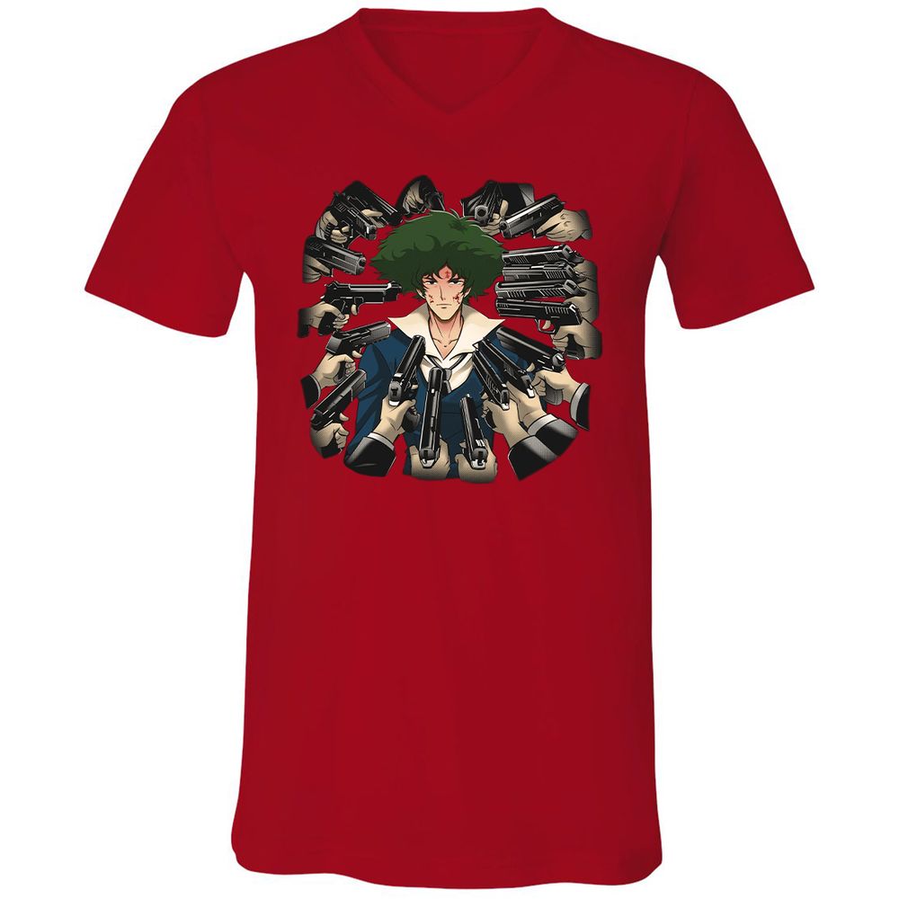 Unisex V-Neck T-Shirt - 29QX9W7P - Red - 3
