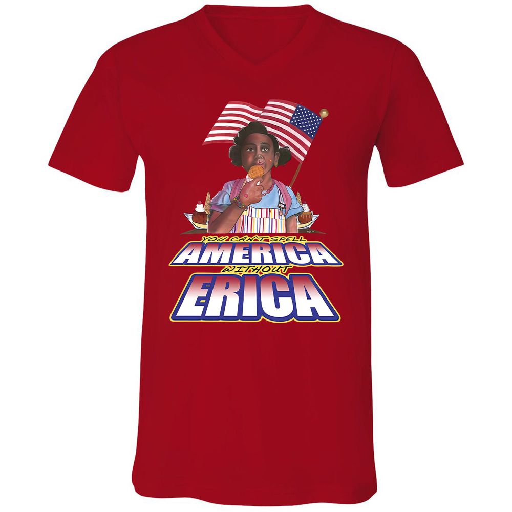 Unisex V-Neck T-Shirt - 3B864LQM - Red - 3