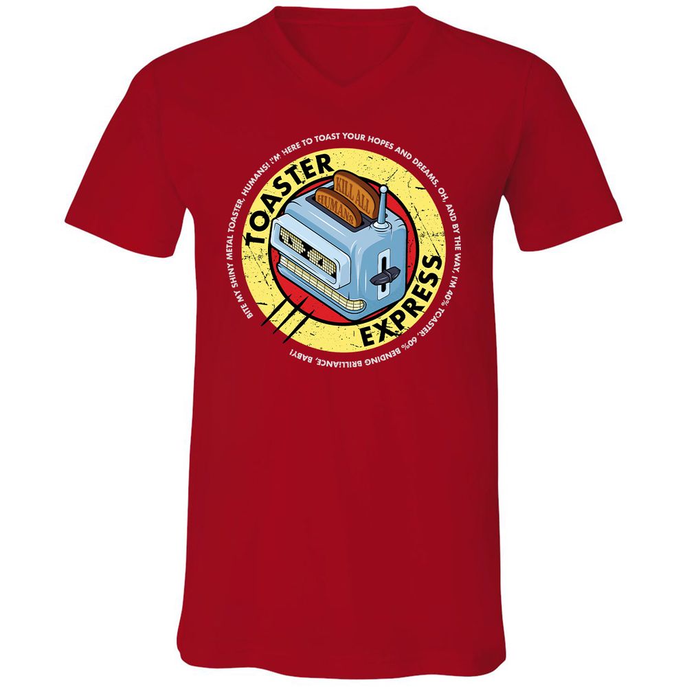 Unisex V-Neck T-Shirt - 9W6R79E7 - Red - 3