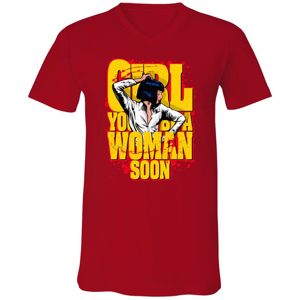 Unisex V-Neck T-Shirt - SUD4LK2M - Red - 3