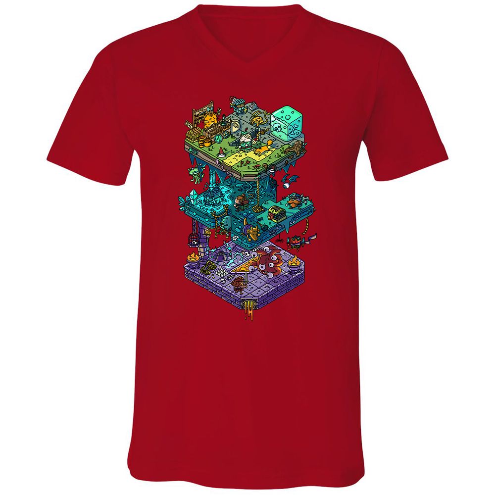 Unisex V-Neck T-Shirt - 5DHA3NEM - Red - 3