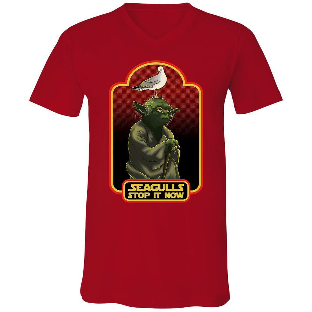 Unisex V-Neck T-Shirt - QD28C1QL - Red - 3